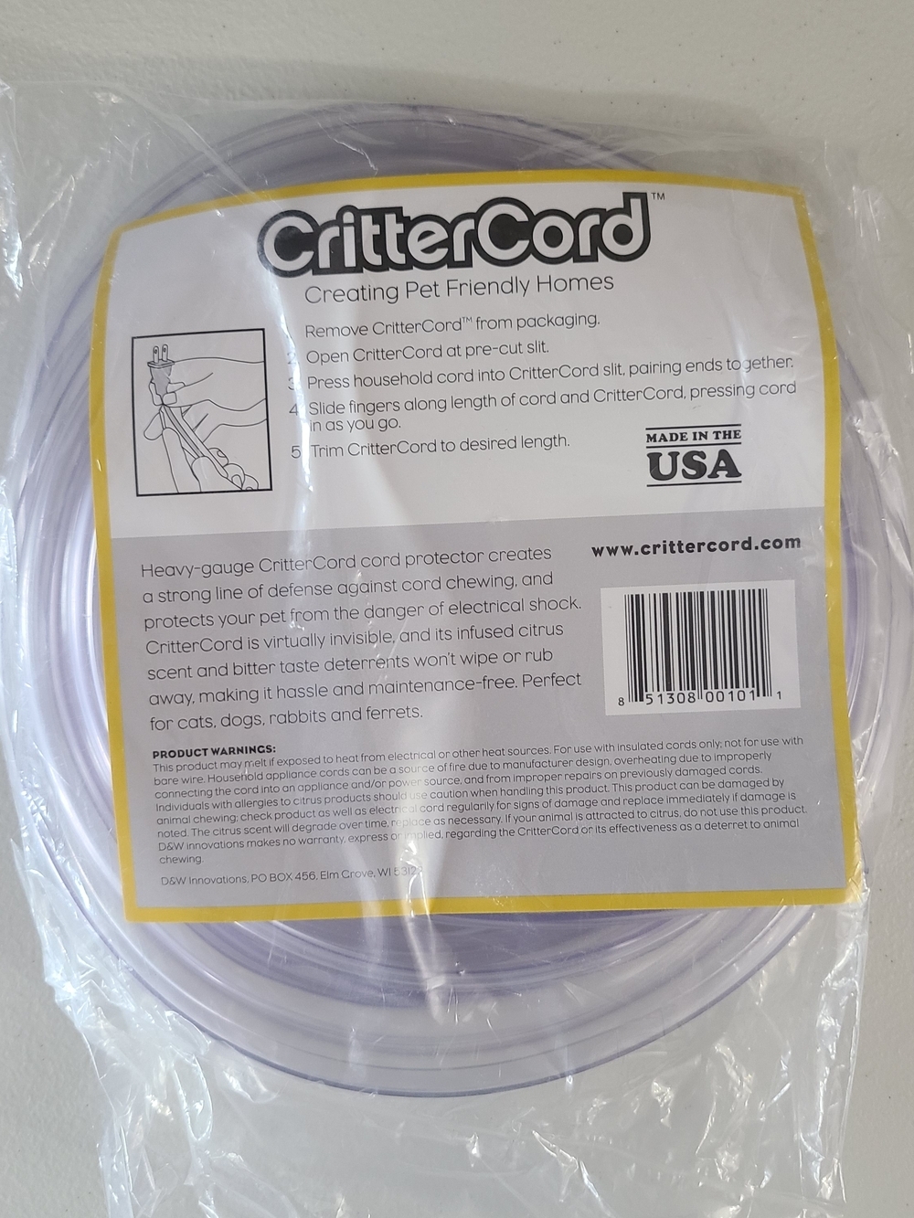 Cord Protector 10 ft Clear Pet Critter Cord Chew Deterrent (A1) - Picture 4 of 9